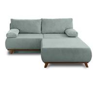 Cristal - canapé 3 places - convertible avec coffre et grand pouf - en velours côtelé - Bleu