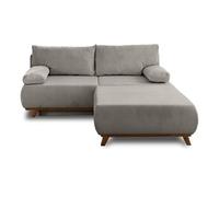 Cristal - canapé 3 places - convertible avec coffre et grand pouf - en velours côtelé - Gris clair