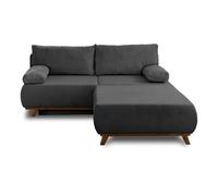 Cristal - canapé 3 places - convertible avec coffre et grand pouf - en velours côtelé - Gris foncé