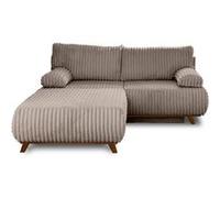 Cristal - canapé 3 places - convertible avec coffre et grand pouf - en fausse fourrure côtelée - Taupe Taupe