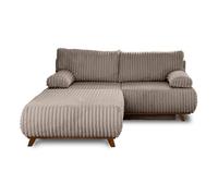 Cristal - canapé 3 places - convertible avec coffre et grand pouf - en velours côtelé grosses côtes - Taupe Taupe G