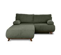 Cristal - canapé 3 places - convertible avec coffre et grand pouf - en fausse fourrure côtelée - Vert