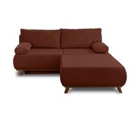 Cristal - canapé 3 places - convertible avec coffre et grand pouf - en velours côtelé - Terracotta