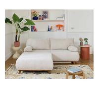 Cristal - canapé 3 places - convertible avec coffre et grand pouf - en velours texturé - Beige