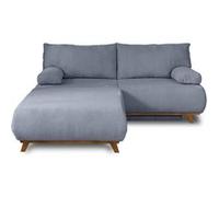 Cristal - canapé 3 places - convertible avec coffre et grand pouf - en velours texturé - Bleu grisé