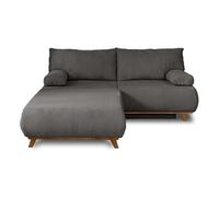 Cristal - canapé 3 places - convertible avec coffre et grand pouf - en velours texturé - Gris foncé Gris foncé