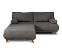 Cristal - canapé 3 places - convertible avec coffre et grand pouf - en velours texturé - Gris foncé Gris foncé