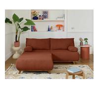 Cristal - canapé 3 places - convertible avec coffre et grand pouf - en velours texturé - Terracotta