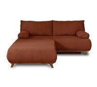 Cristal - canapé 3 places - convertible avec coffre et grand pouf - en velours texturé - Terracotta