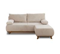 Cristal - canapé 3 places - convertible avec coffre et pouf - en velours côtelé - Beige