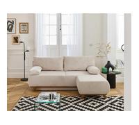 Cristal - canapé 3 places - convertible avec coffre et pouf - en velours côtelé - Beige