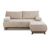 Cristal - canapé 3 places - convertible avec coffre et pouf - en velours côtelé - Beige