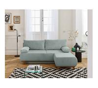 Cristal - canapé 3 places - convertible avec coffre et pouf - en velours côtelé - Bleu