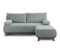 Cristal - canapé 3 places - convertible avec coffre et pouf - en velours côtelé - Bleu