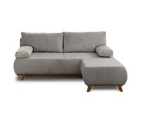 Cristal - canapé 3 places - convertible avec coffre et pouf - en velours côtelé - Gris clair