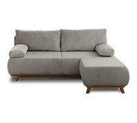 Cristal - canapé 3 places - convertible avec coffre et pouf - en velours côtelé - Gris clair