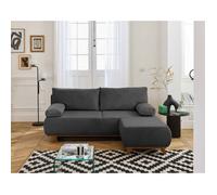 Cristal - canapé 3 places - convertible avec coffre et pouf - en velours côtelé - Gris foncé