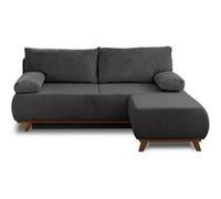 Cristal - canapé 3 places - convertible avec coffre et pouf - en velours côtelé - Gris foncé