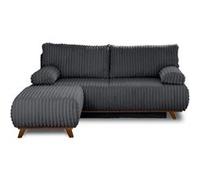 Cristal - canapé 3 places - convertible avec coffre et pouf - en velours côtelé grosses côtes - Gris Anthracite Gris Anthracite G