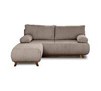 Cristal - canapé 3 places - convertible avec coffre et pouf - en velours côtelé grosses côtes - Taupe Taupe G