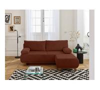 Cristal - canapé 3 places - convertible avec coffre et pouf - en velours côtelé - Terracotta Terracotta