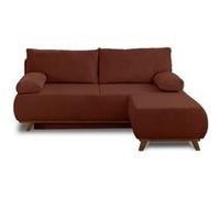 Cristal - canapé 3 places - convertible avec coffre et pouf - en velours côtelé - Terracotta Terracotta