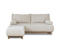 Cristal - canapé 3 places - convertible avec coffre et pouf - en velours texturé - Beige