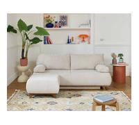 Cristal - canapé 3 places - convertible avec coffre et pouf - en velours texturé - Beige