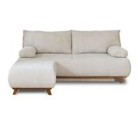 Cristal - canapé 3 places - convertible avec coffre et pouf - en velours texturé - Beige