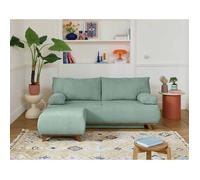 Best mobilier Canapé Cristal 3 places convertible avec coffre et pouf velours texturé Bleu