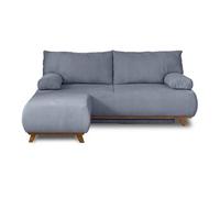 Cristal - canapé 3 places - convertible avec coffre et pouf - en velours texturé - Bleu grisé