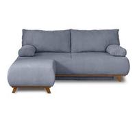 Cristal - canapé 3 places - convertible avec coffre et pouf - en velours texturé - Bleu grisé