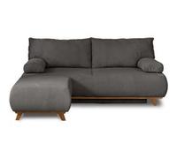 Cristal - canapé 3 places - convertible avec coffre et pouf - en velours texturé - Gris foncé