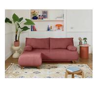 Cristal - canapé 3 places - convertible avec coffre et pouf - en velours texturé - Rose Rose G