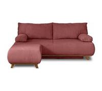 Cristal - canapé 3 places - convertible avec coffre et pouf - en velours texturé - Rose Rose