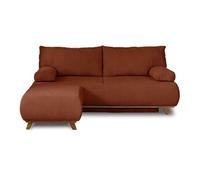 Cristal - canapé 3 places - convertible avec coffre et pouf - en velours texturé - Terracotta Terracotta