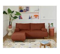 Cristal - canapé 3 places - convertible avec coffre et pouf - en velours texturé - Terracotta