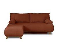 Cristal - canapé 3 places - convertible avec coffre et pouf - en velours texturé - Terracotta