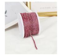 Cristal Chaîne Rouleau 2mm-4mm Glass Rhinestone Chain Trim with Colorful Bottom Sewing Strass Cup Chain Crystal Banding Glue on Rhinestone Trim(Rose,10YARDS_SS16-4MM)