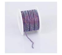 Cristal Chaîne Rouleau 2mm-4mm Glass Rhinestone Chain Trim with Colorful Bottom Sewing Strass Cup Chain Crystal Banding Glue on Rhinestone Trim(Purple Light,5YARDS_SS16-4MM)