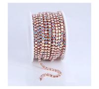 Cristal Chaîne Rouleau 2mm-4mm Glass Rhinestone Chain Trim with Colorful Bottom Sewing Strass Cup Chain Crystal Banding Glue on Rhinestone Trim(Rose Gold Crystal AB,10YARDS_SS8-2.5MM)
