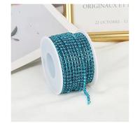 Cristal Chaîne Rouleau 2mm-4mm Glass Rhinestone Chain Trim with Colorful Bottom Sewing Strass Cup Chain Crystal Banding Glue on Rhinestone Trim(Blue Zircon,5YARDS_SS6-2MM)