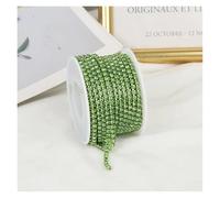 Cristal Chaîne Rouleau 2mm-4mm Glass Rhinestone Chain Trim with Colorful Bottom Sewing Strass Cup Chain Crystal Banding Glue on Rhinestone Trim(Peridot,5YARDS_SS8-2.5MM)