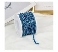 Cristal Chaîne Rouleau 2mm-4mm Glass Rhinestone Chain Trim with Colorful Bottom Sewing Strass Cup Chain Crystal Banding Glue on Rhinestone Trim(Capril Blue,10YARDS_SS6-2MM)