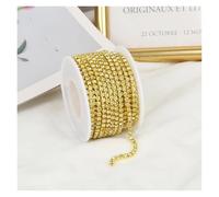 Cristal Chaîne Rouleau 2mm-4mm Glass Rhinestone Chain Trim with Colorful Bottom Sewing Strass Cup Chain Crystal Banding Glue on Rhinestone Trim(Jonquil,5YARDS_SS12-3MM)
