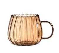 Cristal Citrouille Tasse à Café, 400 ml, Thé Classique à Rayures Verticales, Tasse Transparente en Forme de Citrouille