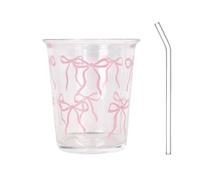 Cristal con Pajita, Tazas de Café Patrón de Mariposa, Vaso de Cristal, Tazas de Café Espresso para Latte Macchiato, Vino, Bolsitas de Té, Bebidas Calientes (tazas 350ml)