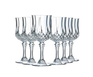 Cristal d'Arques Paris - Collection Longchamp - 6 Verres à vin 17 n Kwarx - Brillance, Transparence et Haute Résistance - Moulures Iconiques - Fabriqués en France