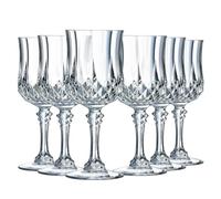 Cristal d'Arques Paris - Collection Longchamp - 6 verres à vin 25cl en Kwarx - Brillance, Transparence et Haute Résistance - Moulures Iconiques - Fabriqués en France