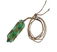 Cristal de fluorite bleu vert - Pendentif en cristal fait à la main, collier baguette précieuse | Bijoux en quartz naturel fait à la main, collier en cristal de fluorite naturel pour un usage